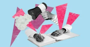 Profissionais em reunião com expressões de dificuldade de comunicação